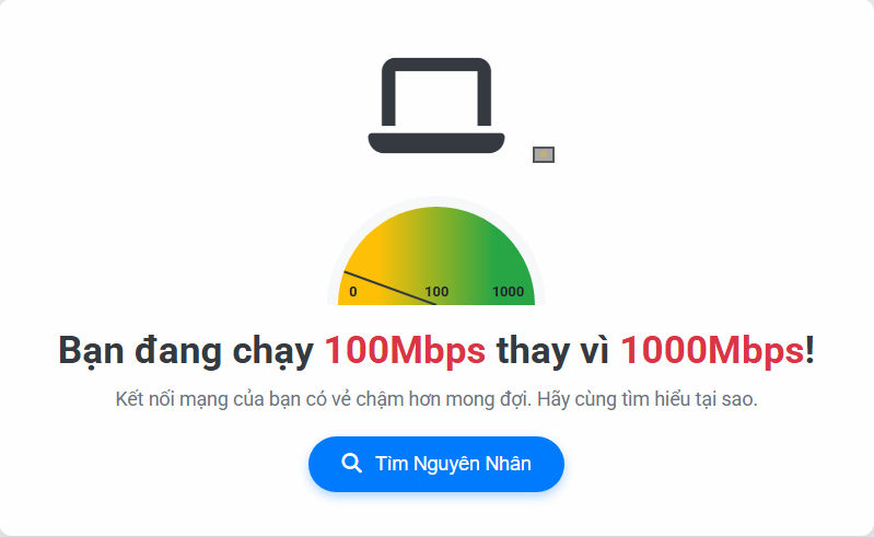 Một số nguyên nhân PC chỉ đạt 100Mbps